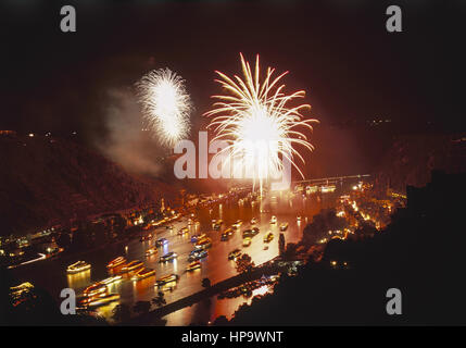 Rhein in Flammen, Feuerwerk, Rheinland-Pfalz, Deutschland Stockfoto