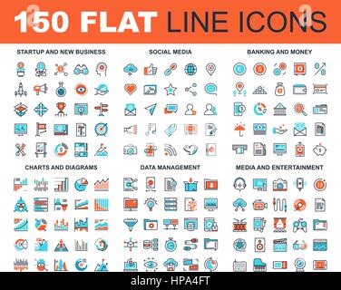 Flache Linie Web Icons Stock Vektor