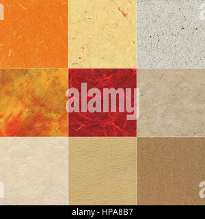 Große Größe Satz von verschiedenen handgeschöpftes Papiertexturen Stockfoto
