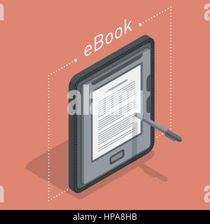Elektronische Bücher-Symbol. Isometrische flache Vektor Stock Vektor