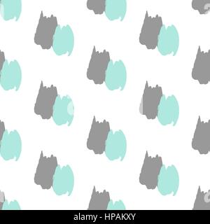 Handgemalte Pinselstriche in hellgrau und Mintgrün auf weißem Hintergrund. Nahtloser abstrakte wiederholenden Hintergrund. Stock Vektor