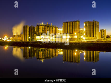 Die chemische Industrie, Nachtaufnahme Stockfoto