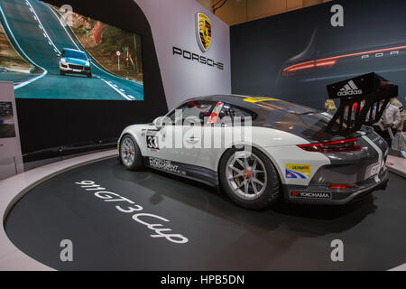 Porsche 911 gt3 Cup-Sportwagen auf einem drehbaren Display in Toronto Auto show Stockfoto