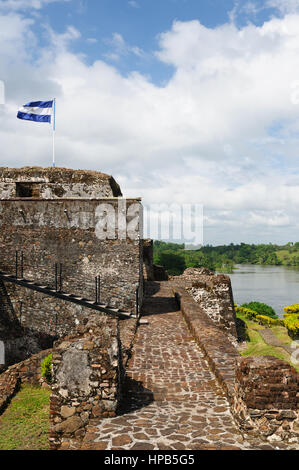 Nicaragua, spanische Verteidigungsanlage in El Castillo am Ufer eines Flusses San Juan den Zugang zu der Stadt Grenada gegen Piraten zu verteidigen. Stockfoto