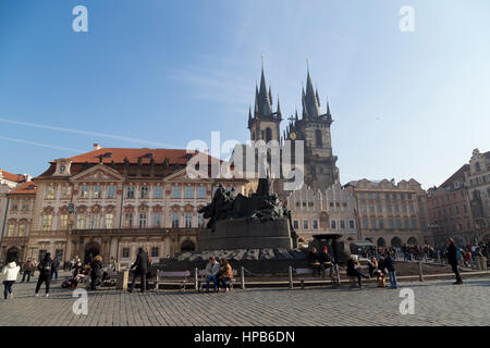 Jan Hus-Denkmal am Altstädter Ring in Prag Tschechische Republik Stockfoto