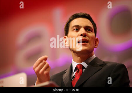 David Milliband spricht auf dem Labour-Parteitag. Foto: Chris Bull Stockfoto