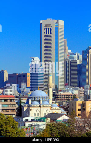 Tokyo Camii Shinjuku Wolkenkratzer Hintergrund Shibuya Tokio Japan Stockfoto