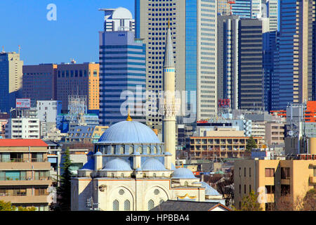 Tokyo Camii Shinjuku Wolkenkratzer Hintergrund Shibuya Tokio Japan Stockfoto