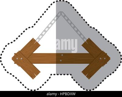 Aufkleber Pfeil Form hölzerne Schild mit Ketten Stock Vektor