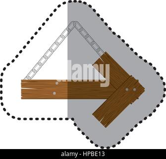 Aufkleber Pfeil richtige Form hölzerne Schild mit Ketten Stock Vektor