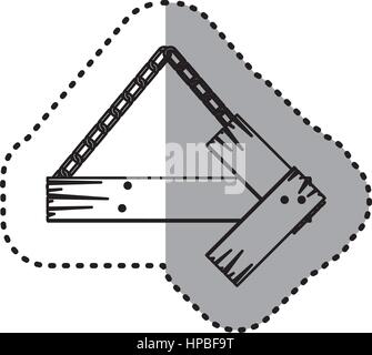 Aufkleber Kontur Pfeil richtige Form Holzschild Board mit Ketten Stock Vektor