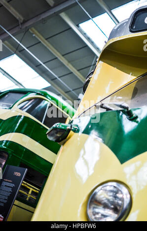 Straßenbahnen in Crich Tramway museum Stockfoto