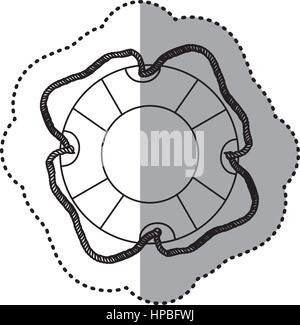 Aufkleber Silhouette Flotation-Reifen-Symbol mit Seil Stock Vektor