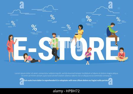 E-Shop Online-shopping Konzept Abbildung Stock Vektor