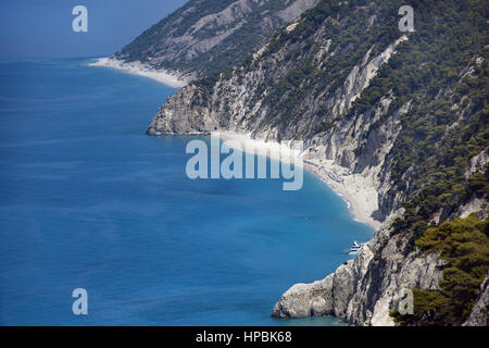 Panorama Strand in der soutth Western von Lefkada Insel, Ionische Meer egremnoi, Griechenland Stockfoto