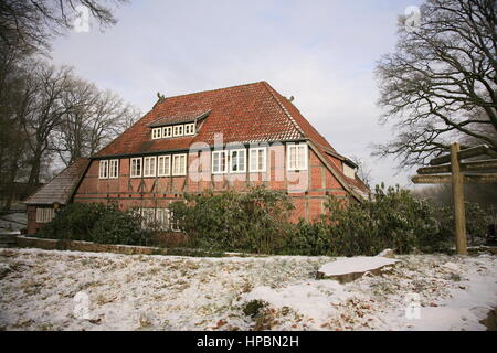 Wilsede, Lüneburger Heide Im Winter, Niedersachsen, Deutschland Stockfoto