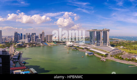 Luftbild Stadt Skyline von Singapur, Marina Bay, Singapur Stockfoto