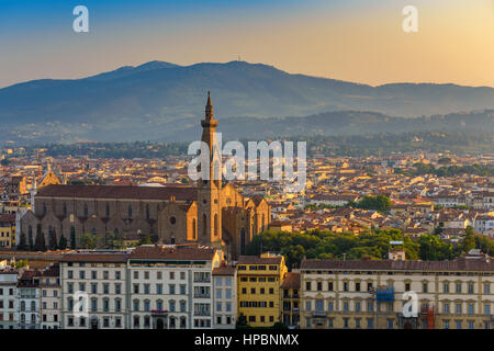 Florenz Stadt Skyline und Basilica di Santa Croce di Firenze, Florenz, Italien Stockfoto