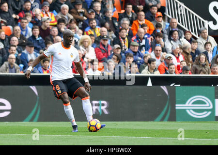 Valencia, Spanien. 19. Februar 2017. Mangala von Valencia CF während des Spiels der Primera División zwischen Valencia CF und Athletic Club Bilbao im Mestalla-Stadion in Valencia, Spanien. 19. Februar 2017 - Foto: Julio J. Jimenez / AFP7 Credit: Oscar J Barroso/Alamy Live-Nachrichten Stockfoto