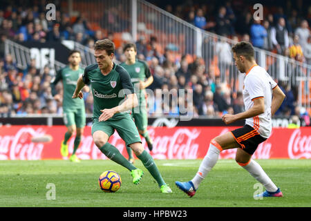 Valencia, Spanien. 19. Februar 2017. Eraso von Athletic Club Bilbao während des Spiels der Primera División zwischen Valencia CF und Athletic Club Bilbao im Mestalla-Stadion in Valencia, Spanien. 19. Februar 2017 - Foto: Julio J. Jimenez / AFP7 Credit: Oscar J Barroso/Alamy Live-Nachrichten Stockfoto