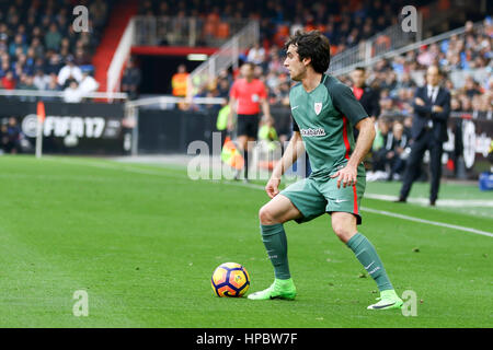 Valencia, Spanien. 19. Februar 2017. Lekue von Athletic Club Bilbao während des Spiels der Primera División zwischen Valencia CF und Athletic Club Bilbao im Mestalla-Stadion in Valencia, Spanien. 19. Februar 2017 - Foto: Julio J. Jimenez / AFP7 Credit: Oscar J Barroso/Alamy Live-Nachrichten Stockfoto