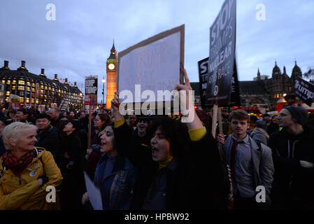 Protest gegen angeblichen Rassismus und unlauteren Einwanderungspolitik von Donald Trump und die Stimme der EU in der UK, London zu verlassen Stockfoto