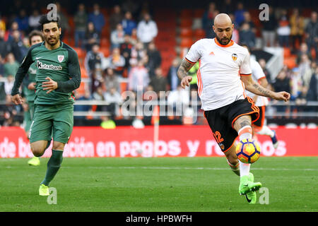 Valencia, Spanien. 19. Februar 2017. Zaza von Valencia CF während des Spiels der Primera División zwischen Valencia CF und Athletic Club Bilbao im Mestalla-Stadion in Valencia, Spanien. 19. Februar 2017 - Foto: Julio J. Jimenez / AFP7 Credit: Oscar J Barroso/Alamy Live-Nachrichten Stockfoto