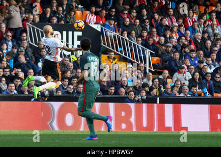 Valencia, Spanien. 19. Februar 2017. Zaza von Valencia CF während des Spiels der Primera División zwischen Valencia CF und Athletic Club Bilbao im Mestalla-Stadion in Valencia, Spanien. 19. Februar 2017 - Foto: Julio J. Jimenez / AFP7 Credit: Oscar J Barroso/Alamy Live-Nachrichten Stockfoto