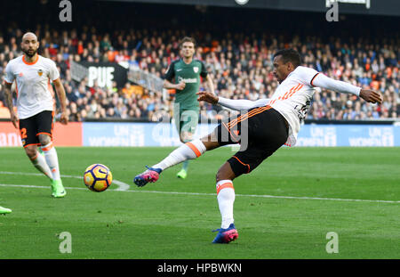 Valencia, Spanien. 19. Februar 2017. Nani von Valencia CF während des Spiels der Primera División zwischen Valencia CF und Athletic Club Bilbao im Mestalla-Stadion in Valencia, Spanien. 19. Februar 2017 - Foto: Julio J. Jimenez / AFP7 Credit: Oscar J Barroso/Alamy Live-Nachrichten Stockfoto