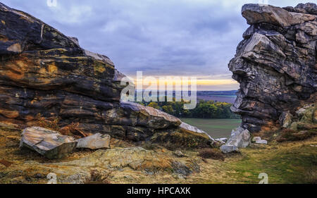 Der Teufel-Wand in der Nähe von Queldinburg in der deutschen Region Harz Stockfoto