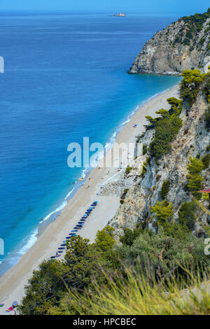 Blick zum Egremnoi Strand in der Soutth westlich der Insel Lefkada, Ionisches Meer, Griechenland Stockfoto