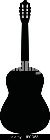 Eine schwarze und weiße Silhouette eine akustische Gitarre. Stock Vektor