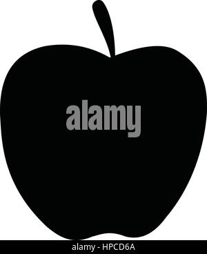 Eine schwarze und weiße Silhouette eines Apple Stock Vektor