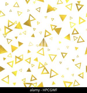 Geometrische glitzernde Folie Musterdesign Goldgrund mit Dreiecken Stock Vektor