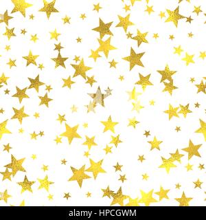 Glitzernde Folie Musterdesign Goldgrund mit Sternen Stock Vektor