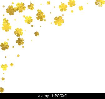 Gold glitzernde Folie Blumen auf weißem Hintergrund, Vektor-isolierte Design-Elemente Stock Vektor