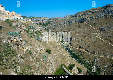 Italien, Basilikata, Matera, Sassi und Canyon von Matera Stockfoto