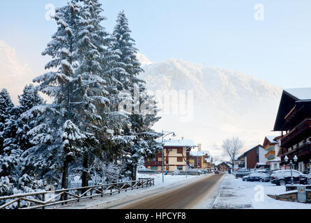 Morgen in Campitello Di Fassa Skigebiet in Italien Stockfoto