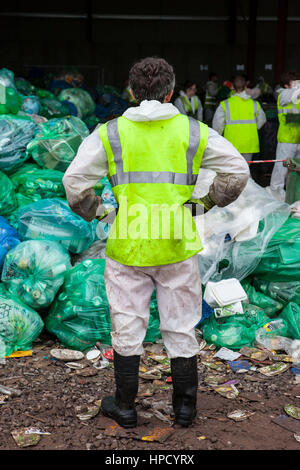 Die recycling-Zentrum in Glastonbury. Es kostet £780.000 zu entsorgen und Recycling von Abfällen auf dem Glastonbury Festival. Stockfoto