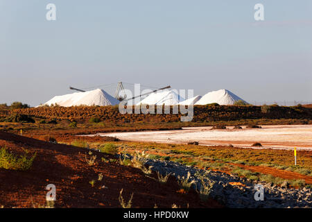 Salzbergwerk, Onslow, Pilbara, Western Australia. Stockfoto