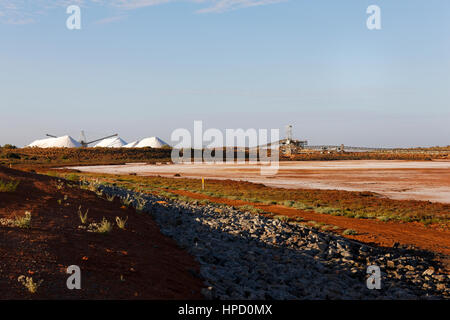 Salzbergwerk, Onslow, Pilbara, Western Australia. Stockfoto