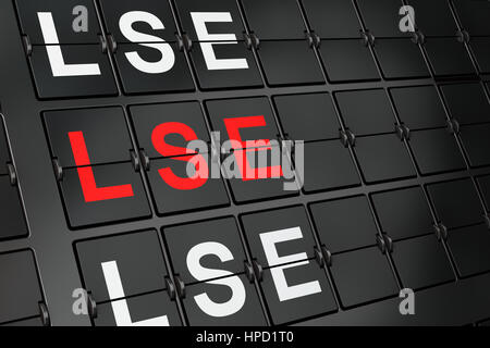Stock Market Indizes Konzept: LSE auf Flughafen Board Hintergrund, 3D-Rendering Stockfoto