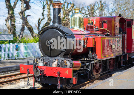 Dampf Lok Nr. 4, "Loch", erbaut 1874. Castletown Bahnhof, Isle Of man. Stockfoto