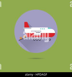 Air Cargo Flugzeug flache Bauweise lange Schatten Vektor icon Stock Vektor