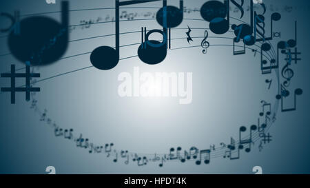 Zusammenfassung Hintergrund mit bunten Noten. Stockfoto