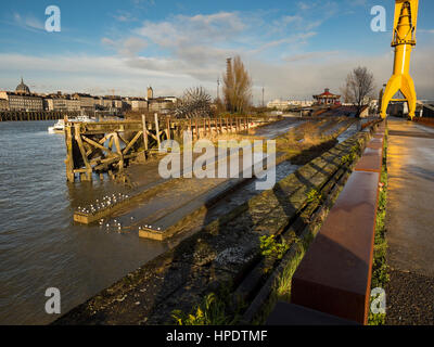 Alte Slipanlage, Cité des Chantiers, Ile de Nantes, Nantes, Frankreich. Stockfoto