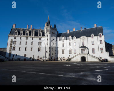 Die Burg der Herzöge de Bretagnev Blick auf den Innenhof, Nantes, Frankreich. Stockfoto