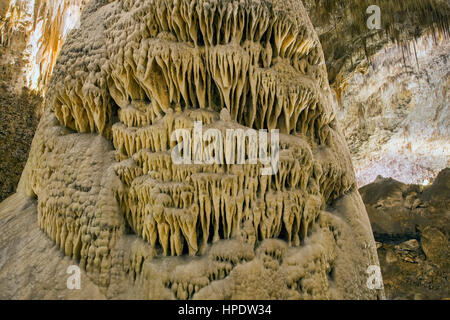 Einer natürlichen unterirdischen Felsformation im Carlsbad Caverns National Park in New Mexico. Stockfoto