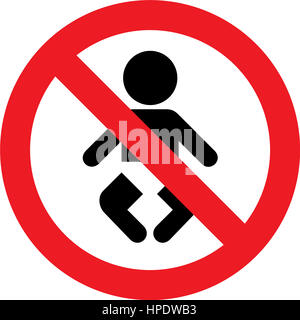 Stop oder Verbot mit Kind Symbol auf weißem Hintergrund. Kinder sind ...