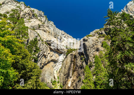 Yosemite Falls ist der höchste Wasserfall im Yosemite National Park, fallen insgesamt 2.425 Füße (739 m) von der Spitze des oberen Herbst auf der Basis o Stockfoto